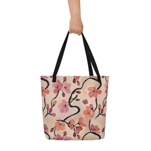 Coral Branchwork on a Large Tote Bag W/ Pocket