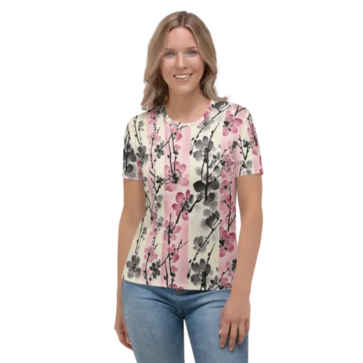 Blossom Ink on a Women's Crew Neck T-Shirt