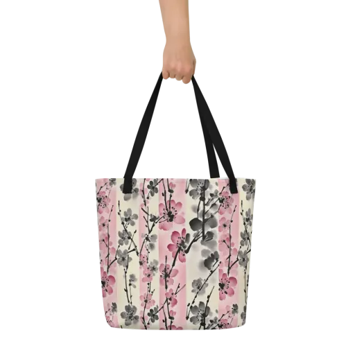 Blossom Ink on a Large Tote Bag W/ Pocket