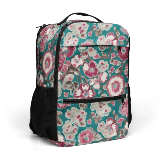 Teal Blossom Rhapsody on Utility Backpack