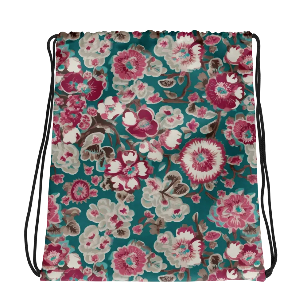 Teal Blossom Rhapsody on Drawstring Bag — Photo