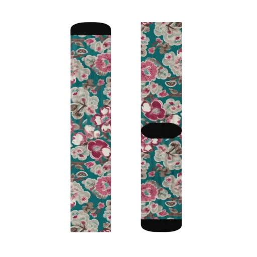 Teal Blossom Rhapsody on a Socks