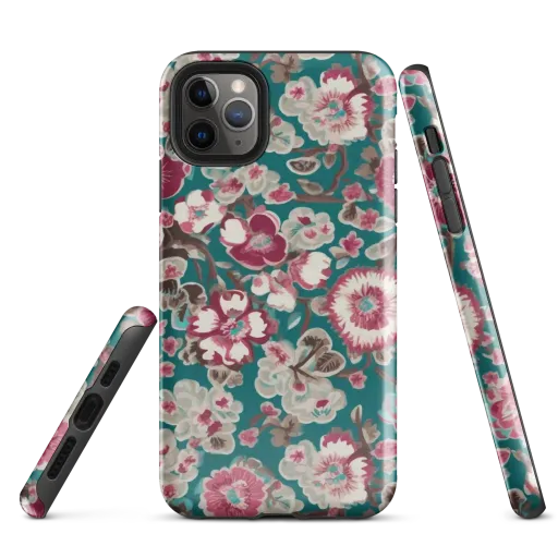 Teal Blossom Rhapsody on a Tough Case for iPhone®