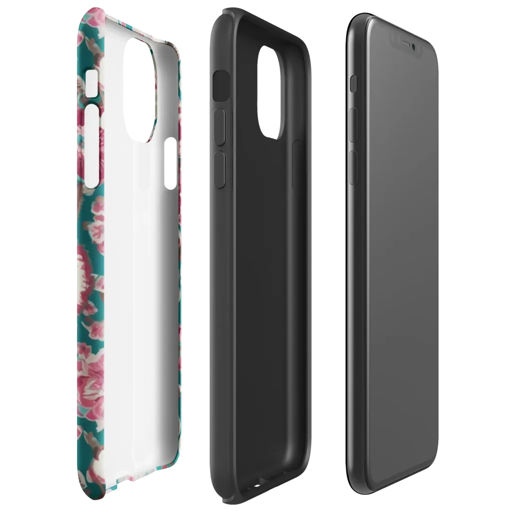 Teal Blossom Rhapsody on Tough Case for iPhone® — Right