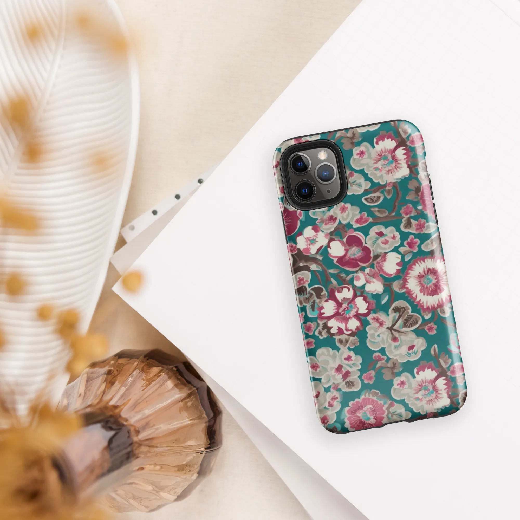 Teal Blossom Rhapsody on Tough Case for iPhone® — Front