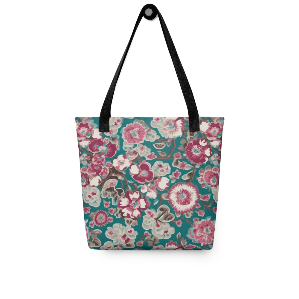 Teal Blossom Rhapsody on Tote Bag — Front