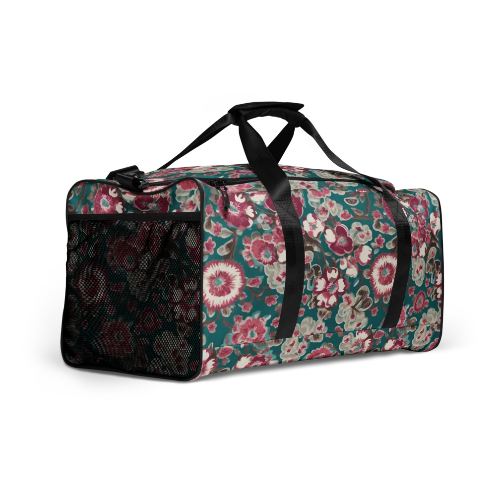 Teal Blossom Rhapsody on Duffle Bag — Right Front