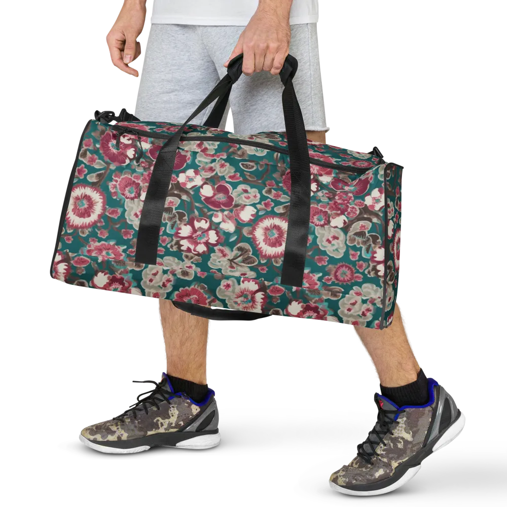 Teal Blossom Rhapsody on Duffle Bag — Front