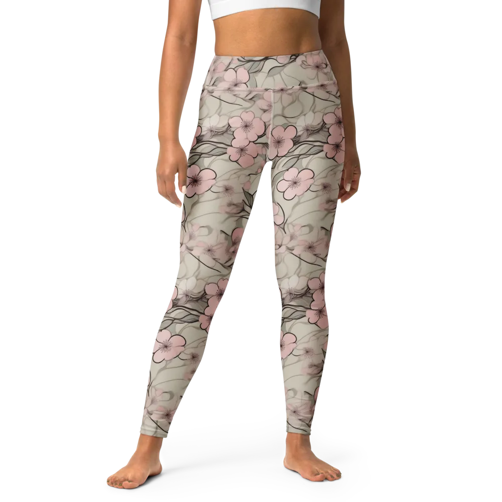 Cherry Drift on Yoga Leggings — Front