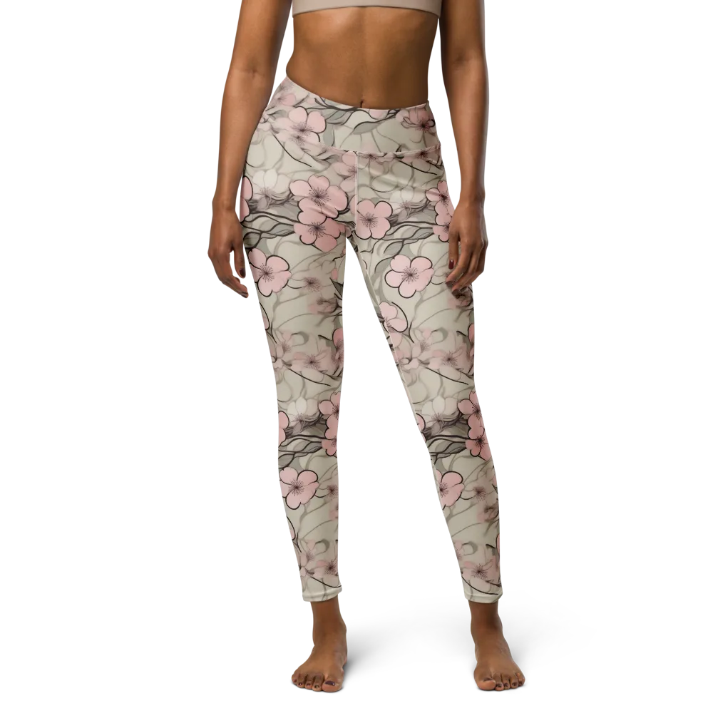 Cherry Drift on Yoga Leggings — Front