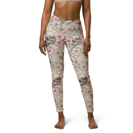 Cherry Drift on a Yoga Leggings