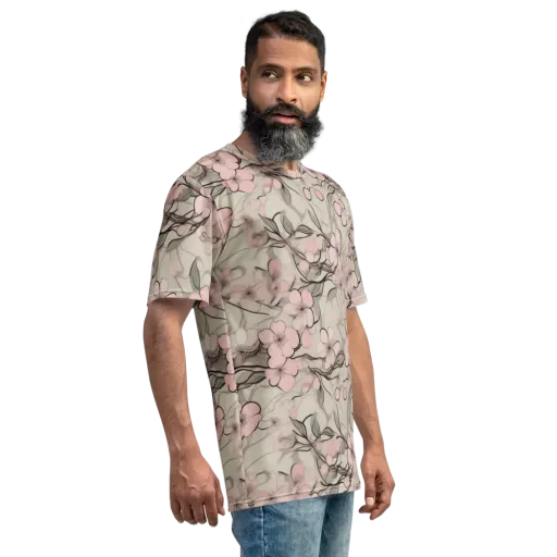 Cherry Drift on a Men's Crew Neck T-Shirt