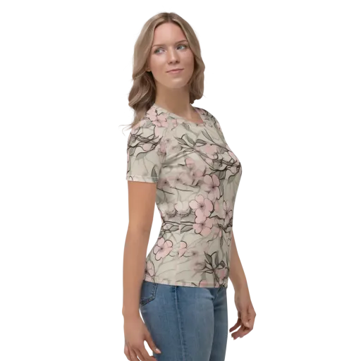 Cherry Drift on a Women's Crew Neck T-Shirt