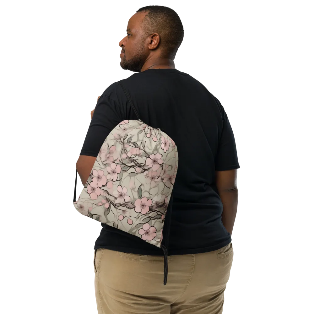 Cherry Drift on Drawstring Bag — Front
