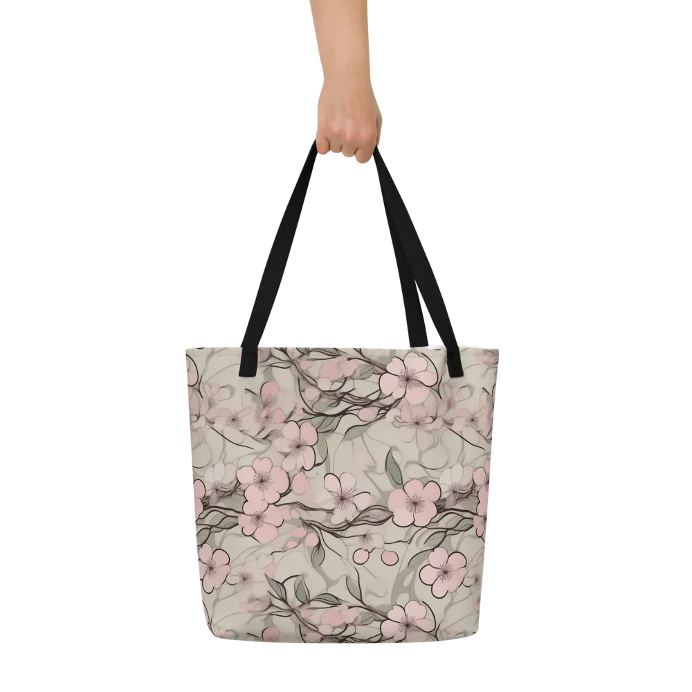 Cherry Drift on Large Tote Bag W/ Pocket — Front