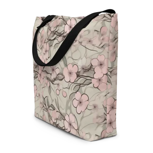 Cherry Drift on a Large Tote Bag W/ Pocket