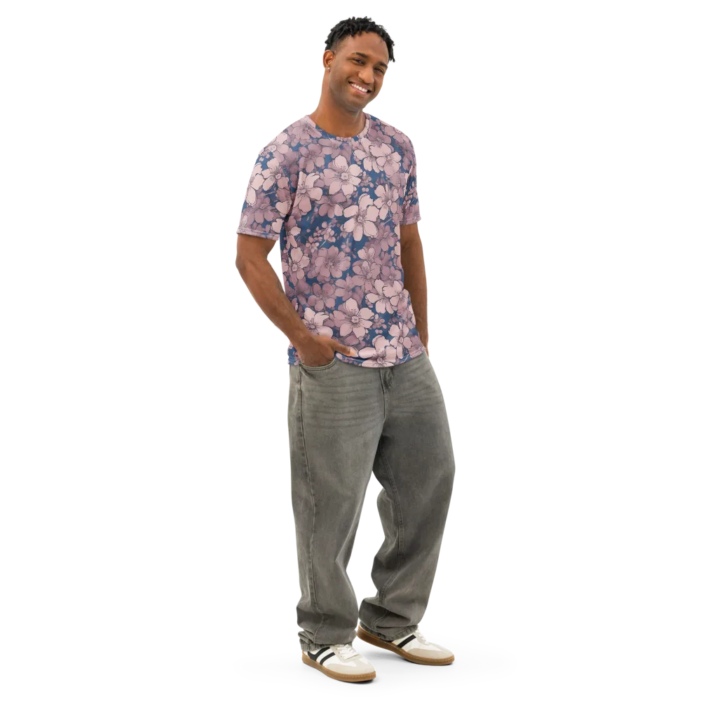 Blush Botanica on Men's Cotton Crew Neck T-Shirt — Right Front
