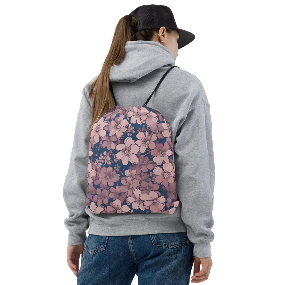 Blush Botanica on Drawstring Bag — Front