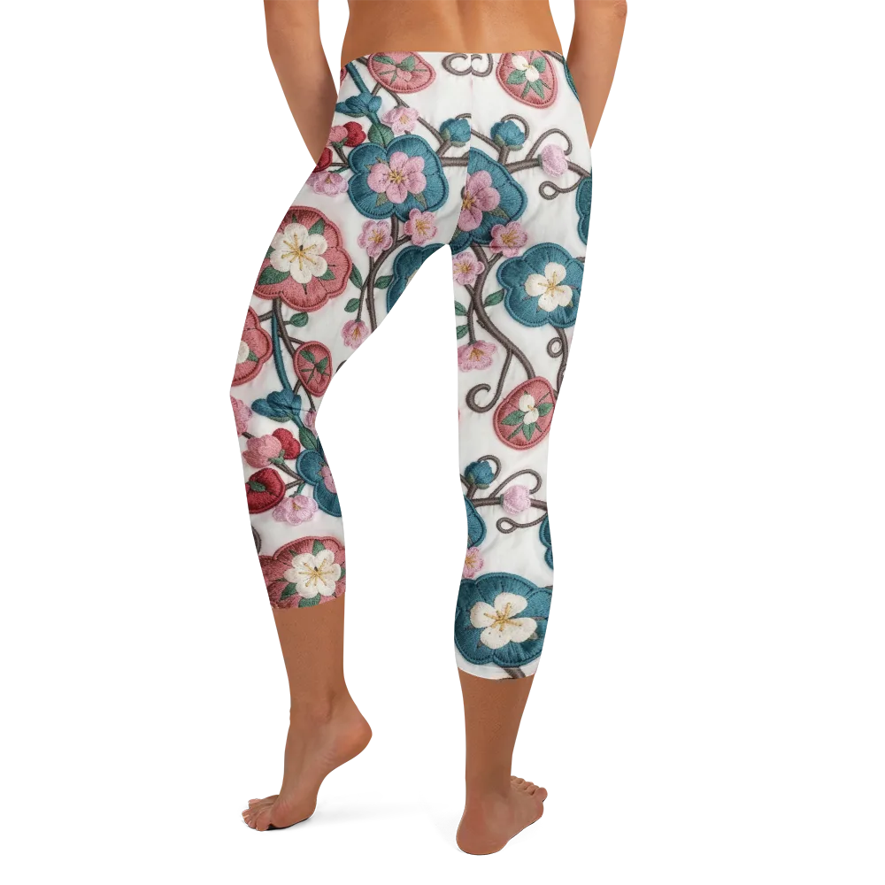 Embroidered Reverie on Capri Leggings — Back