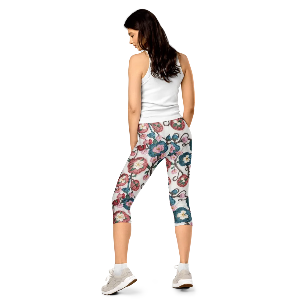 Embroidered Reverie on Capri Leggings — Back