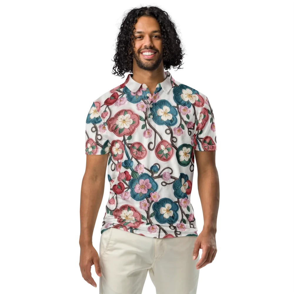 Embroidered Reverie on Men's Slim Fit Polo Shirt — Front