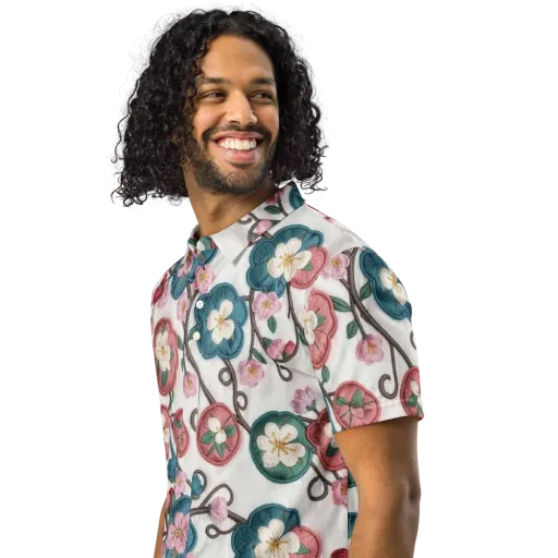 Embroidered Reverie on a Men's Slim Fit Polo Shirt