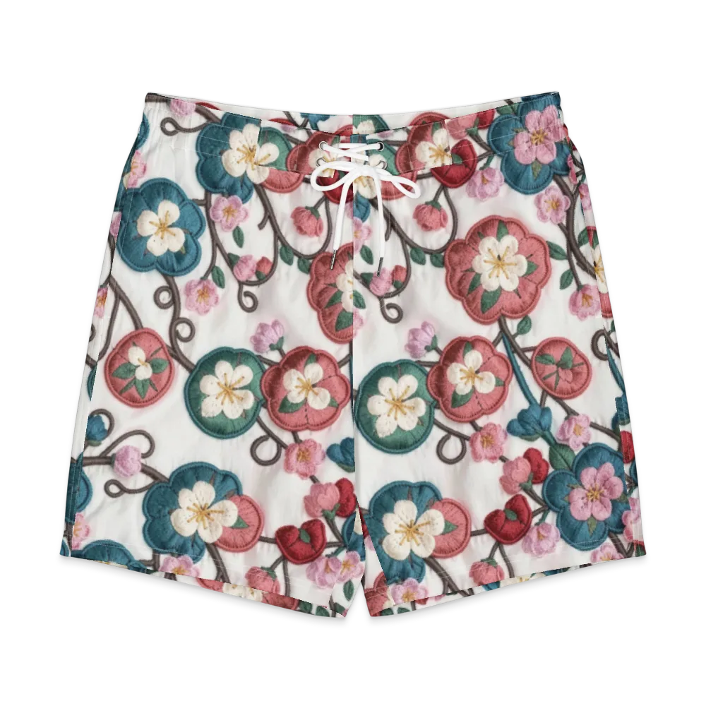 Embroidered Reverie on Men's Board Shorts — Front
