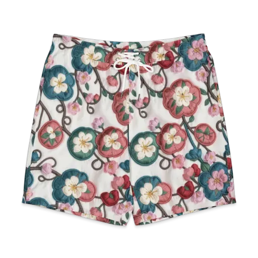 Embroidered Reverie on a Men's Board Shorts