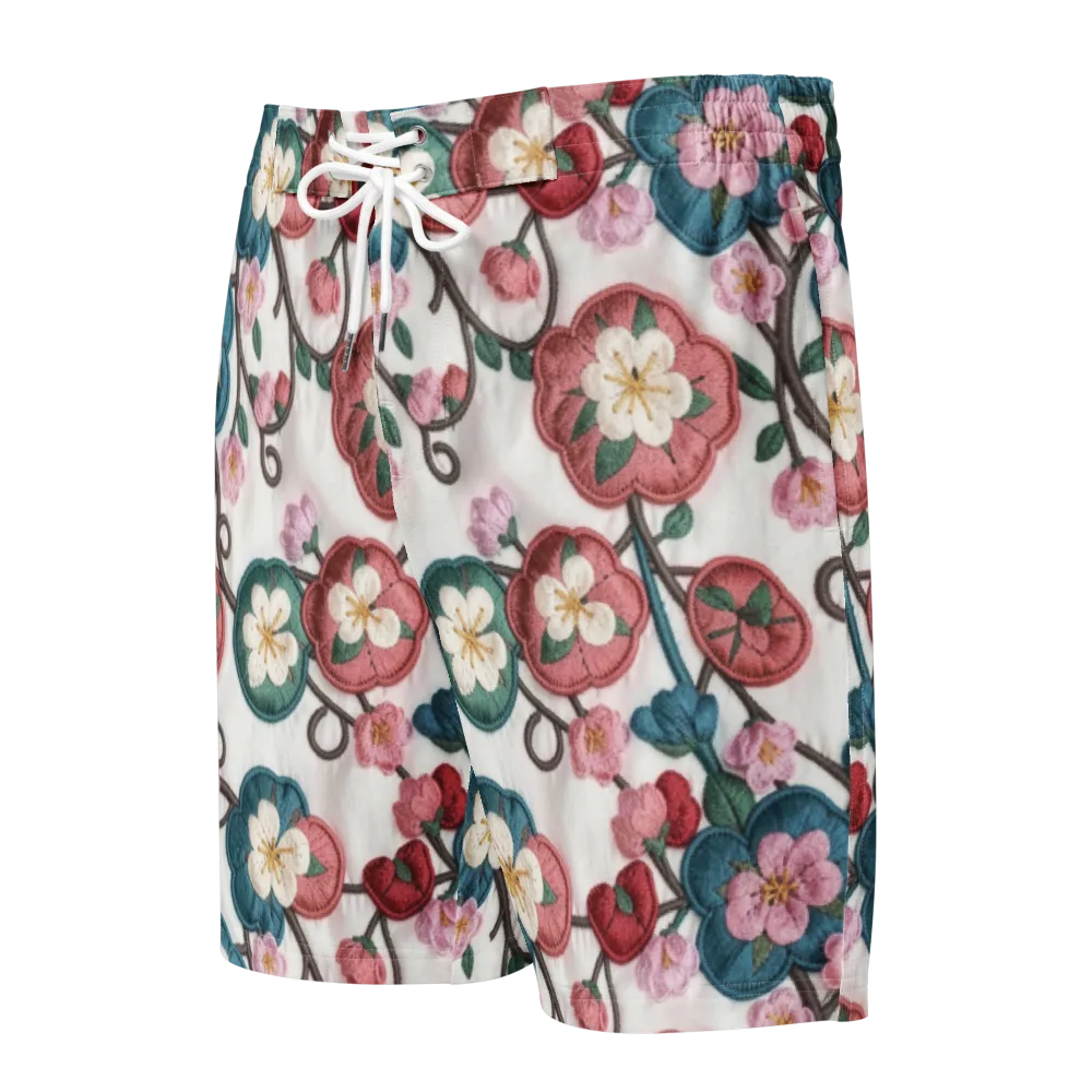 Embroidered Reverie on Men's Board Shorts — Front