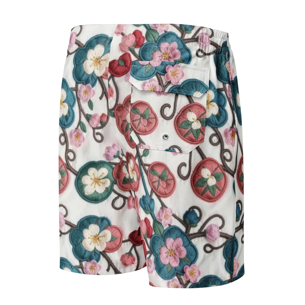 Embroidered Reverie on Men's Board Shorts — Back