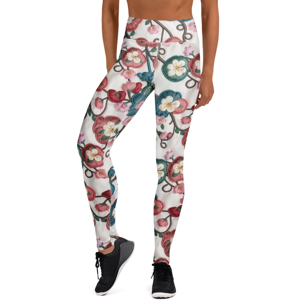 Embroidered Reverie on Yoga Leggings — Front