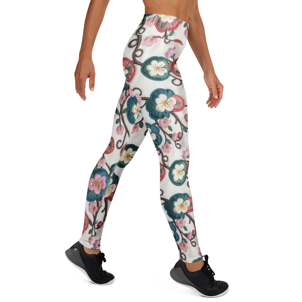 Embroidered Reverie on Yoga Leggings — Right