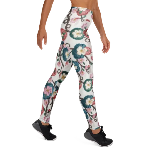 Embroidered Reverie on a Yoga Leggings