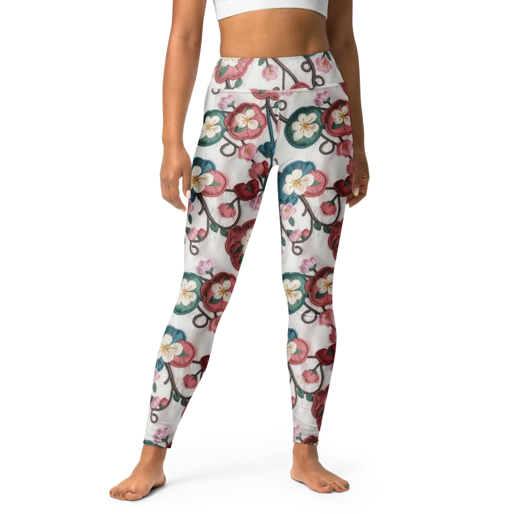 Embroidered Reverie on Yoga Leggings — Front