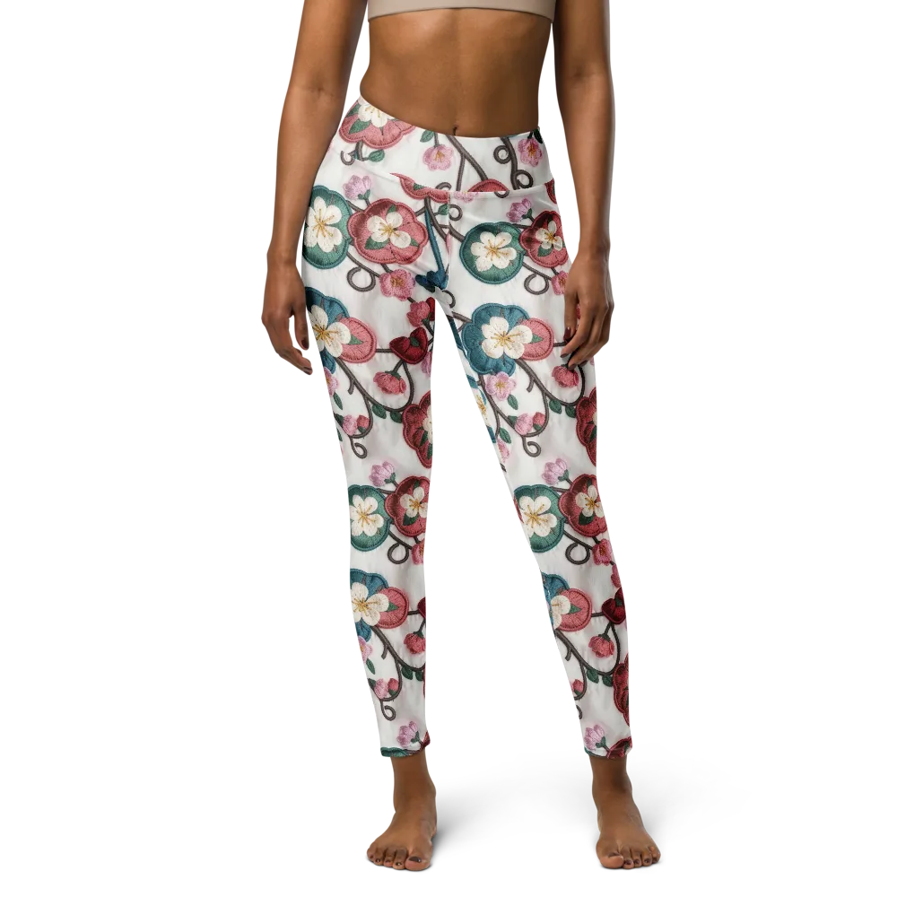 Embroidered Reverie on Yoga Leggings — Front