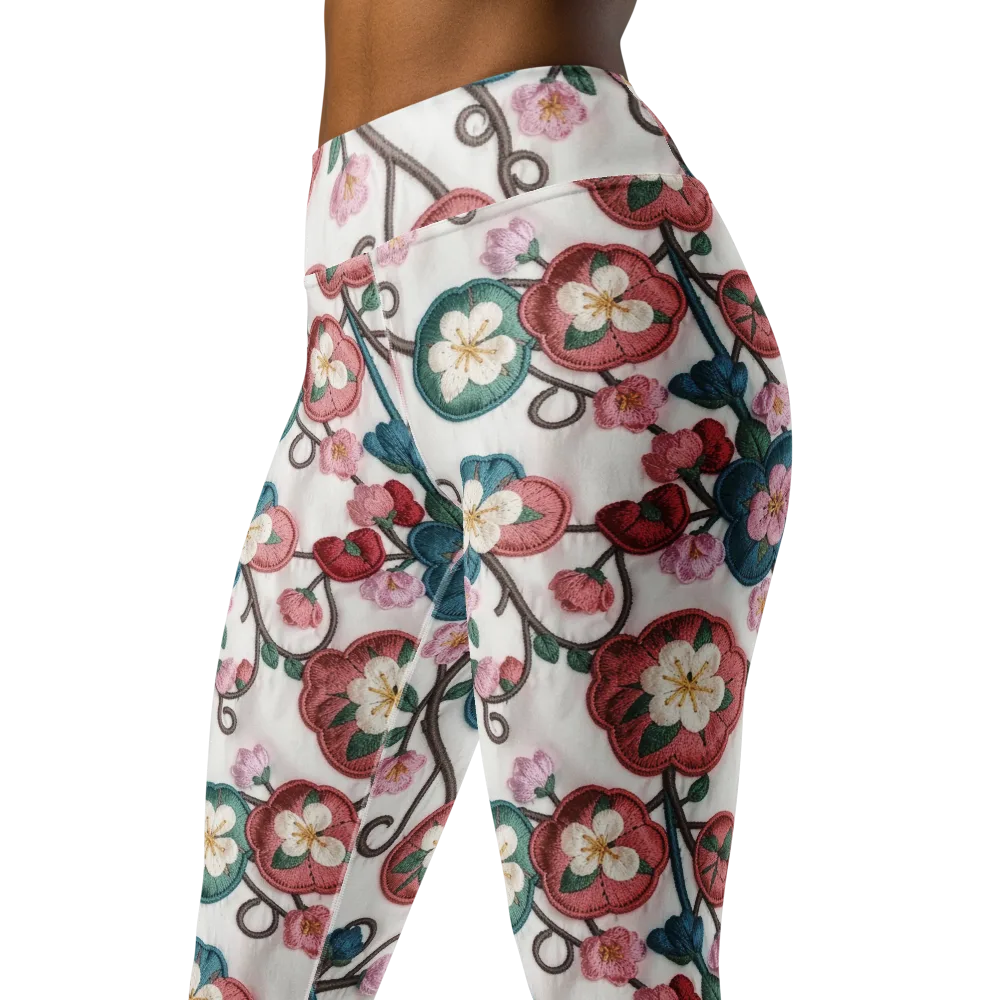 Embroidered Reverie on Yoga Leggings — Left Front