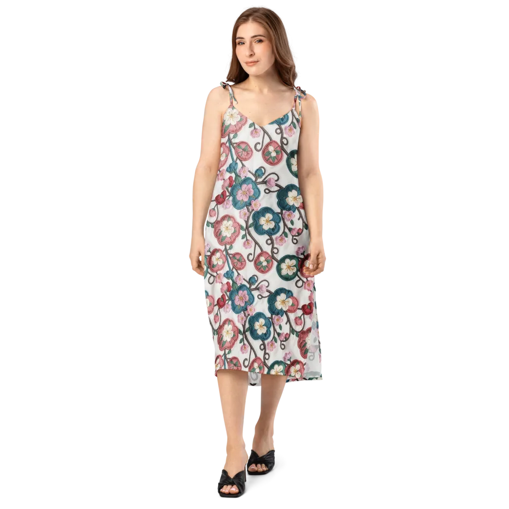 Embroidered Reverie on Slip Dress — Front
