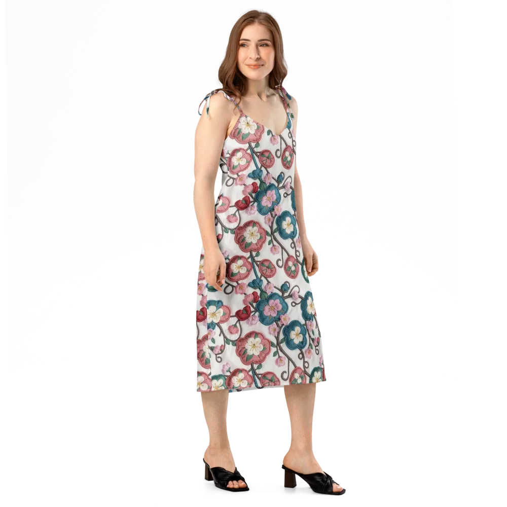 Embroidered Reverie on Slip Dress — Right Front
