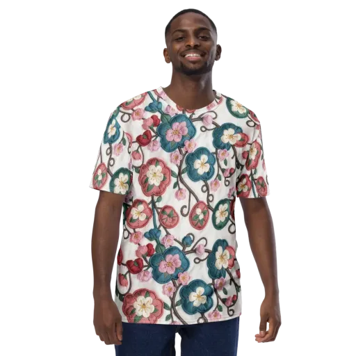 Embroidered Reverie on a Men's Crew Neck T-Shirt