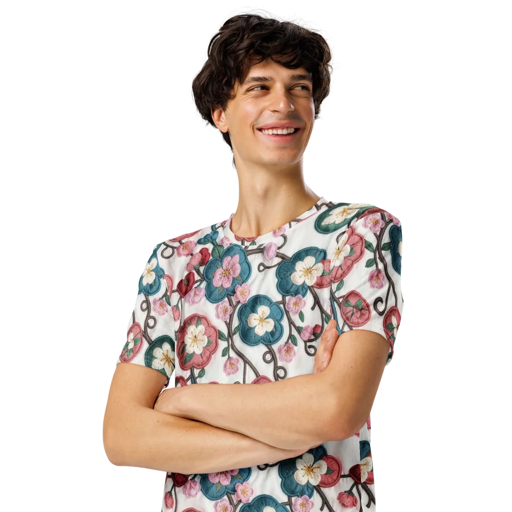 Embroidered Reverie on Men's Crew Neck T-Shirt — Left Front