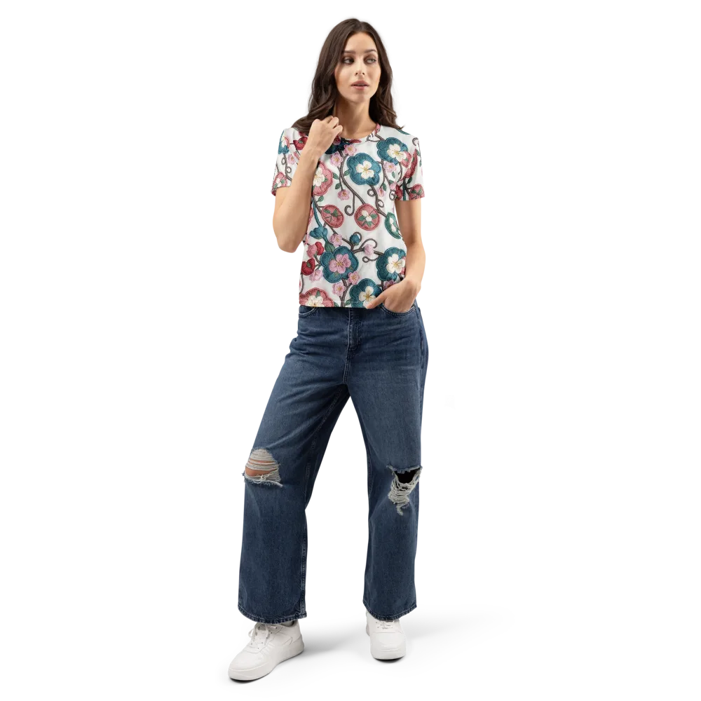 Embroidered Reverie on Women's Crew Neck T-Shirt — Front