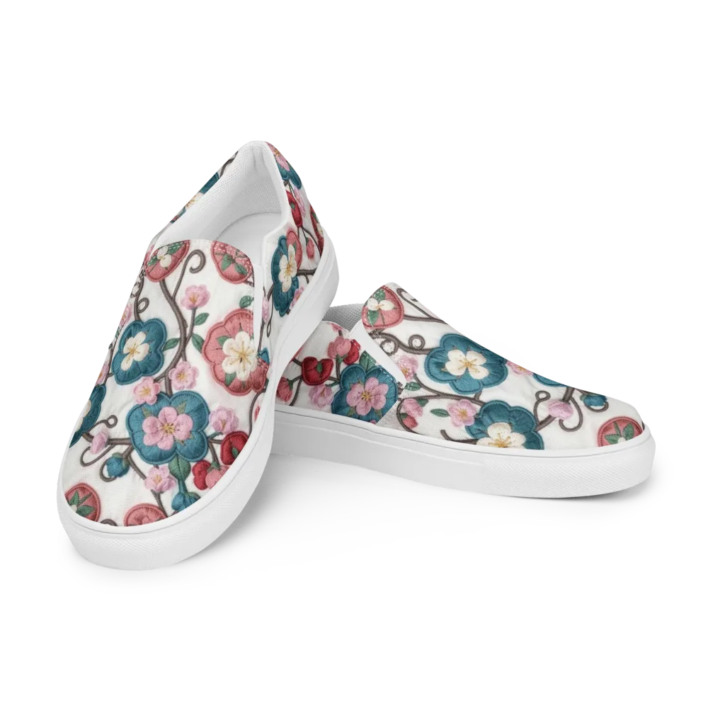 Embroidered Reverie on Men's Slip-On Canvas Shoes — Left Front