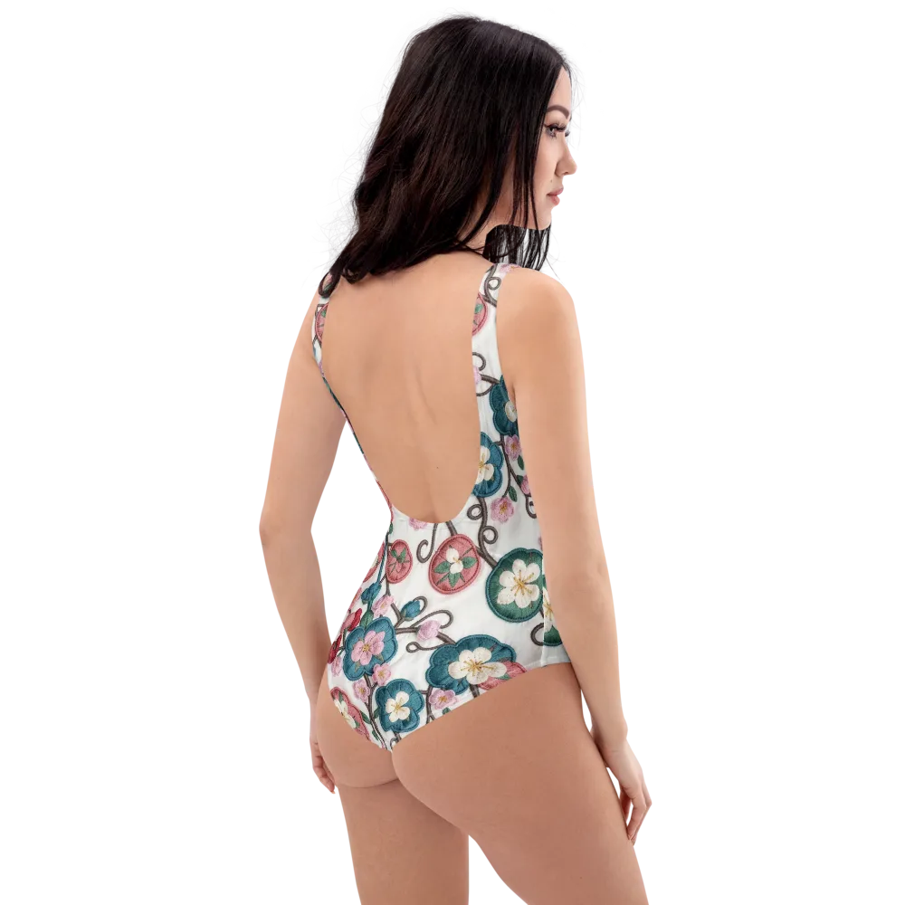 Embroidered Reverie on One-Piece Swimsuit — Right Back