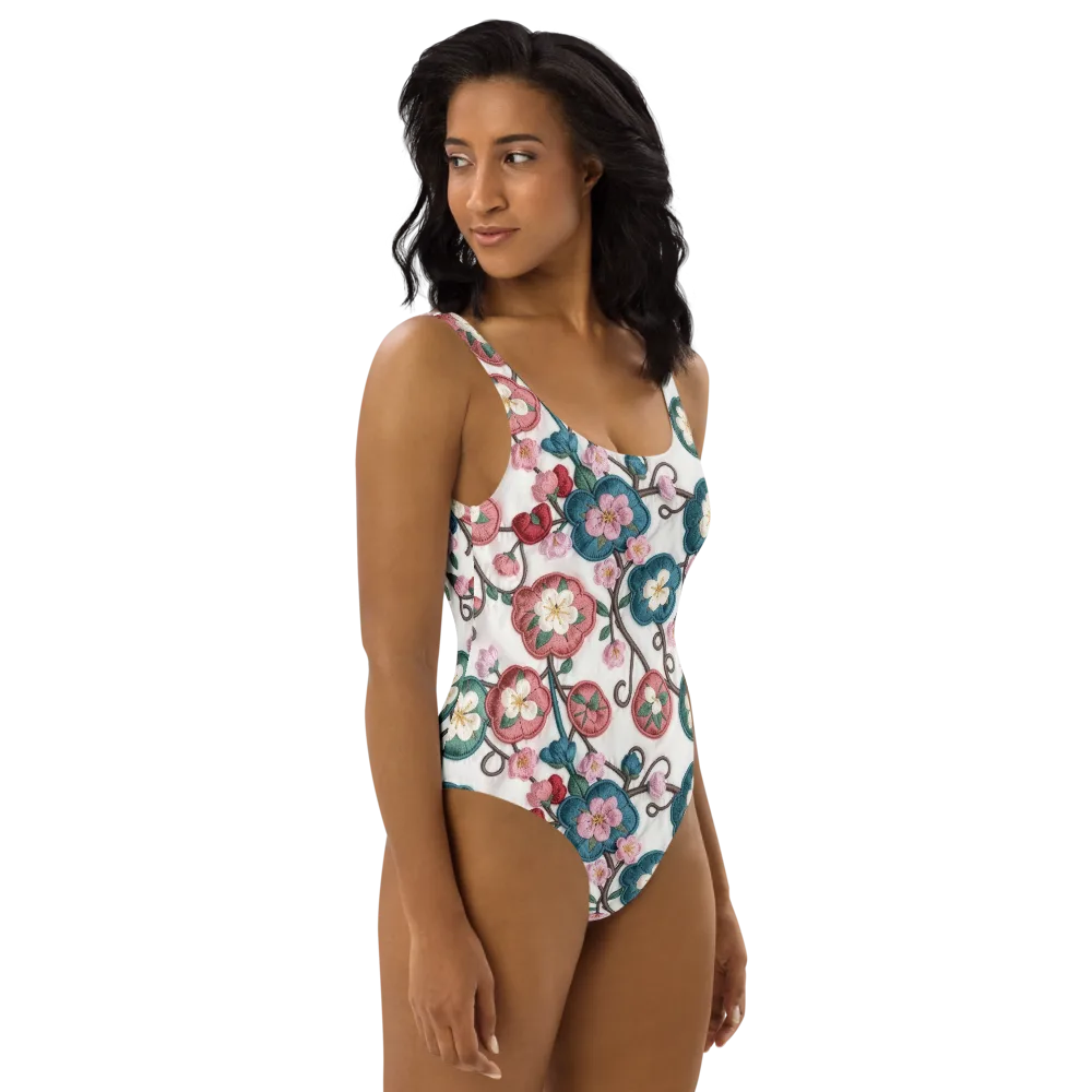 Embroidered Reverie on One-Piece Swimsuit — Right