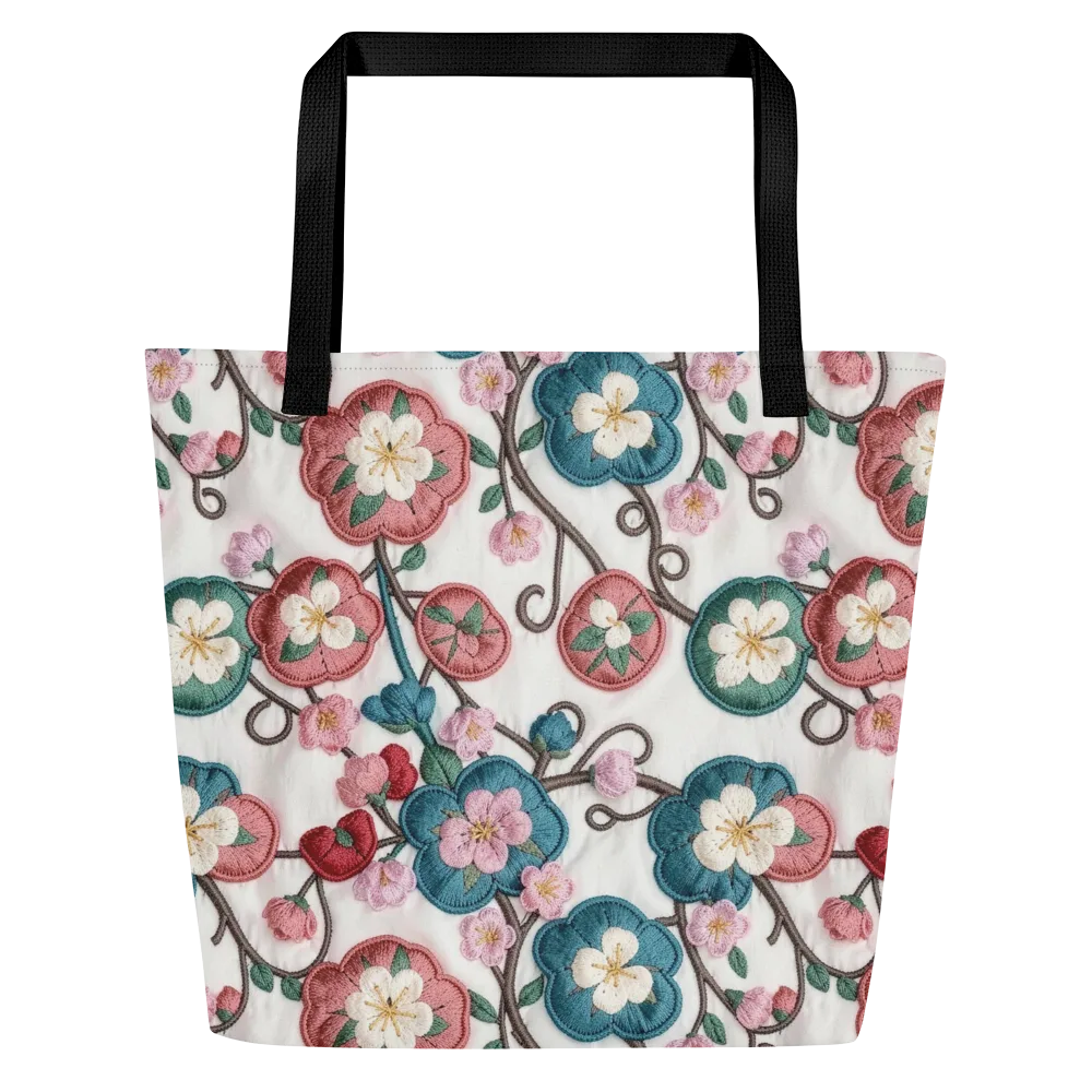 Embroidered Reverie on Large Tote Bag W/ Pocket — Front