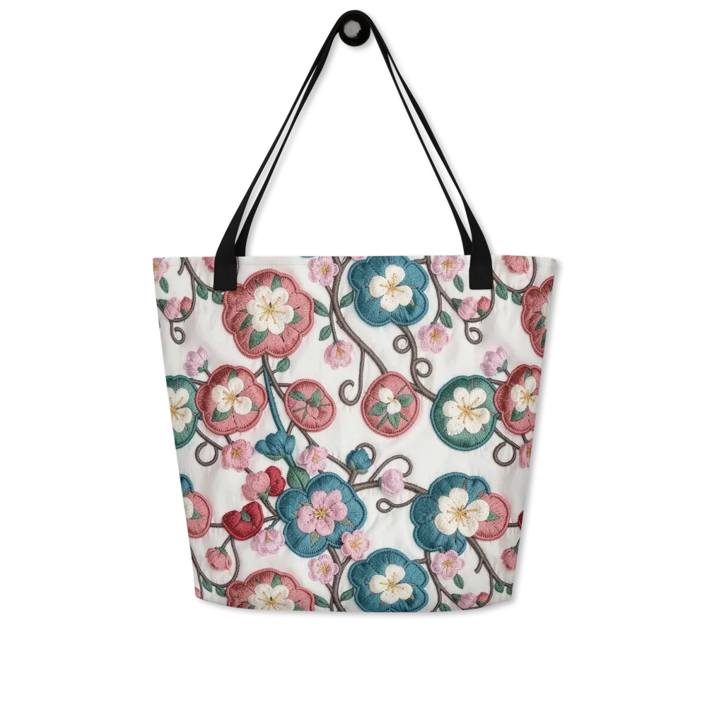 Embroidered Reverie on Large Tote Bag W/ Pocket — Front