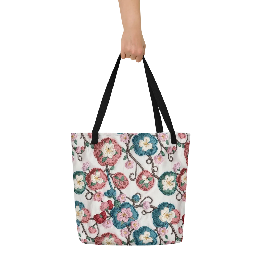 Embroidered Reverie on Large Tote Bag W/ Pocket — Front
