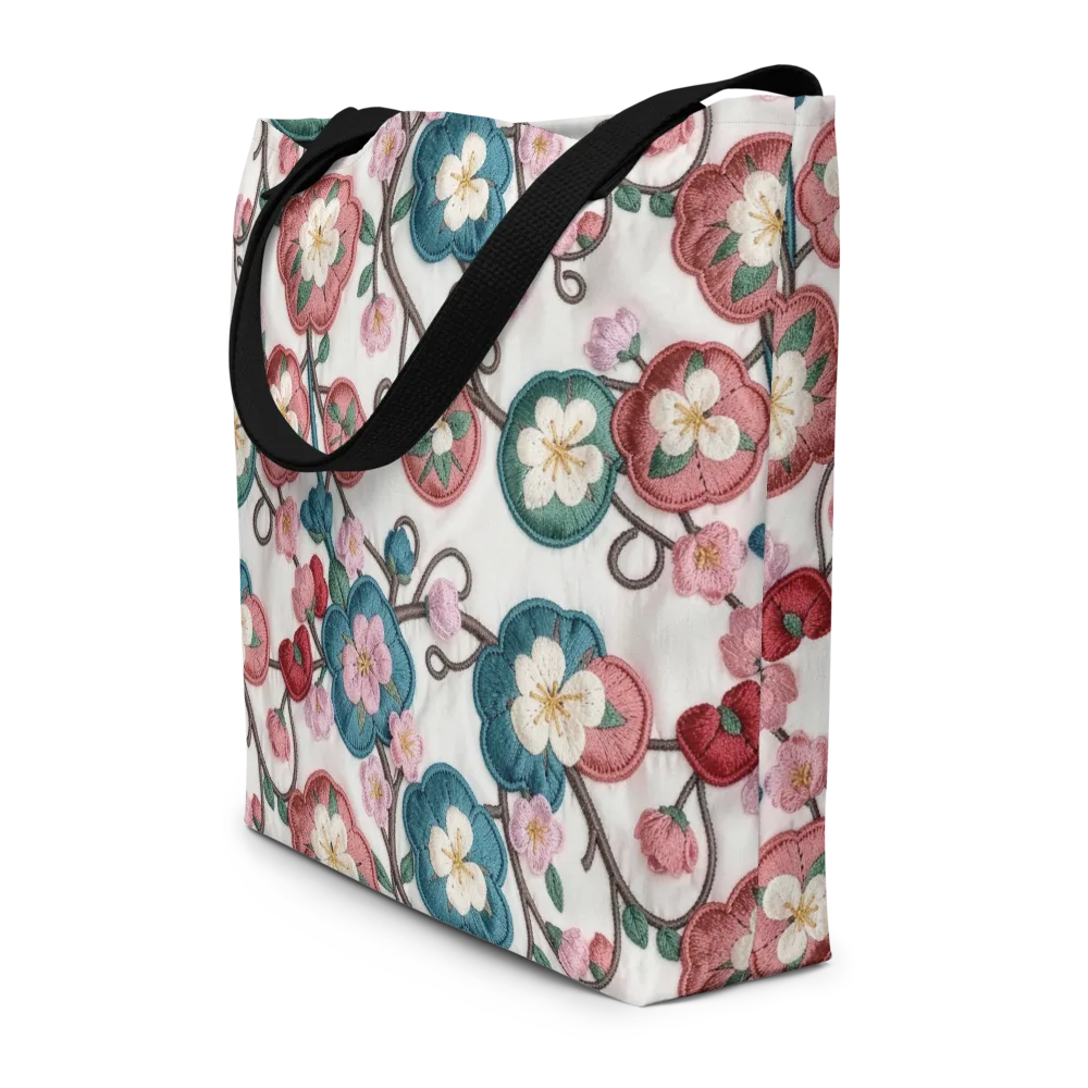 Embroidered Reverie on Large Tote Bag W/ Pocket — Front