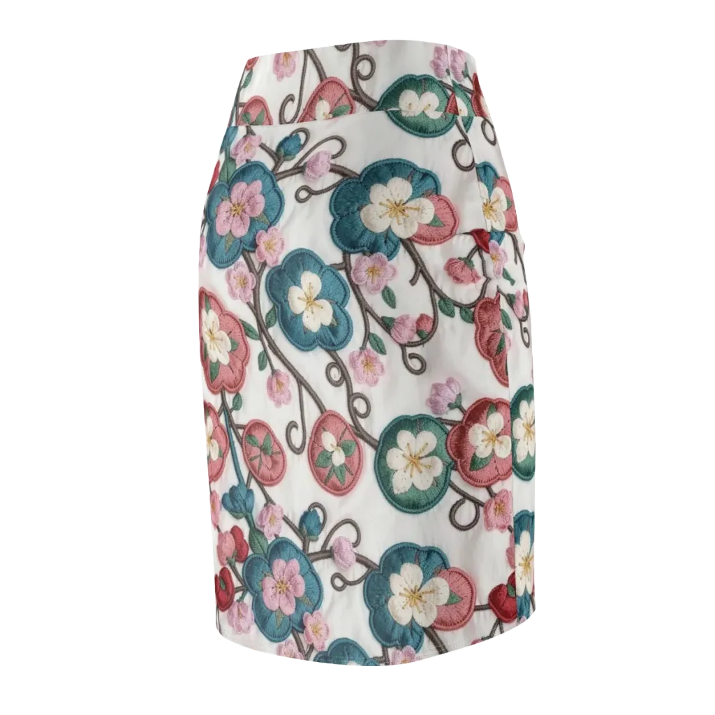 Embroidered Reverie on Pencil Skirt — Back Side