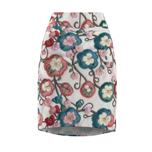 Embroidered Reverie on a Pencil Skirt